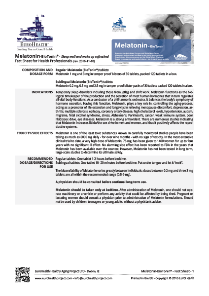 Melatonin - BioTonin Factsheets